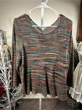 S56. John Paul EmRichard Multicolor Lightweight Crochet Knit Sweater - Women's L